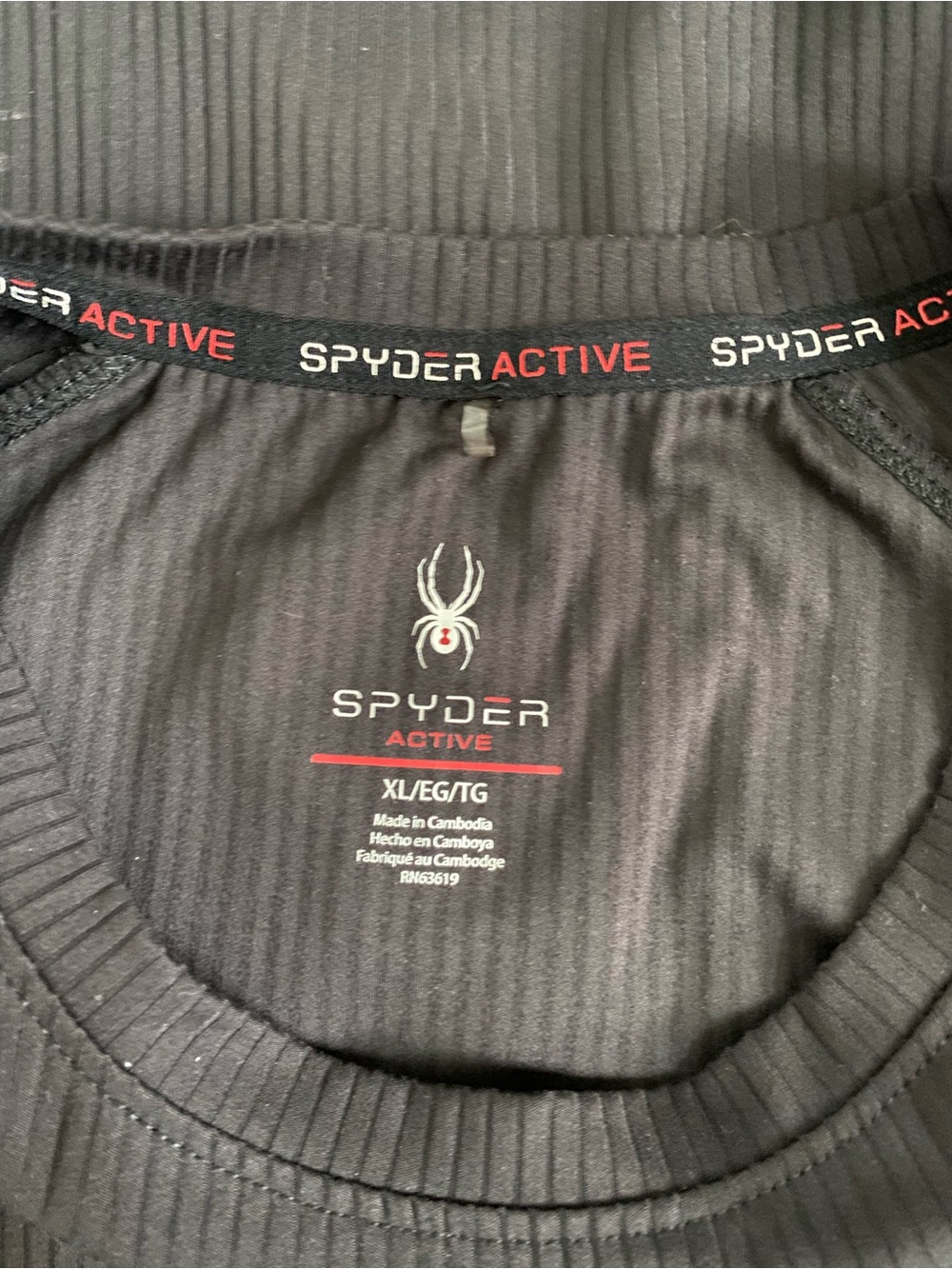 Spyder Black Ribbed Short Sleeve Tee Top Activewear - Picture 5 of 7